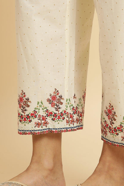 Ecru Printed Kurta &amp; Straight Pants Set - wforwoman