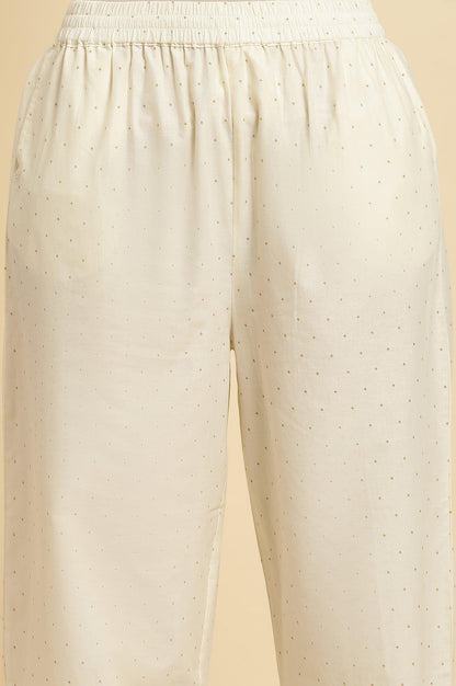 Ecru Printed Kurta &amp; Straight Pants Set - wforwoman