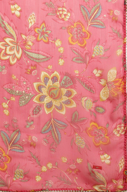 Green Embroidered Kurta, Salwar And Pink Chiffon Dupatta Set - wforwoman