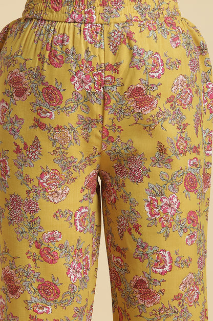 Yellow Floral Printed Kurta, Pants And Pink Dupatta Set - wforwoman