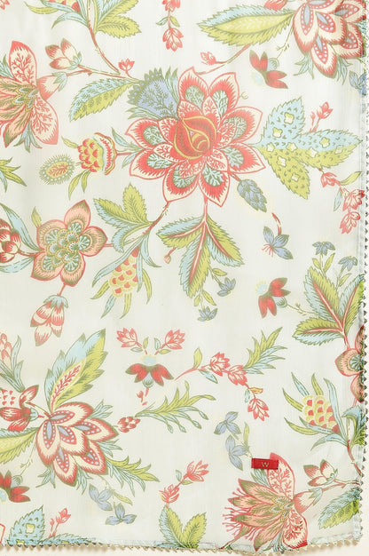 Sky Blue Floral Printed Kurta, Pants And Dupatta Set - wforwoman