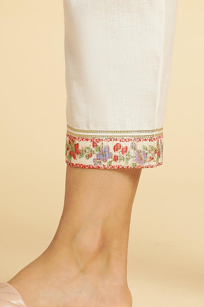 Ecru Printed Panelled Kurta, Pants And Dupatta Set - wforwoman