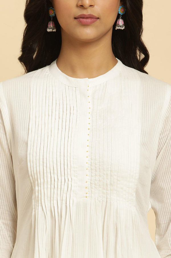 White Floral Printed Kurta and Pants Set