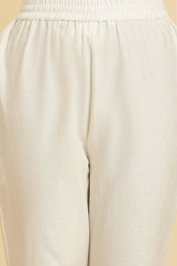 White Floral Printed Kurta and Pants Set