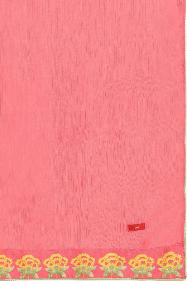 Red Chintz Gathered Kurta, Pants and Dupatta Set