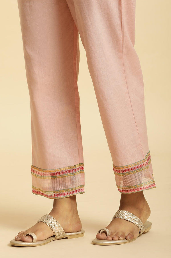 Pink Floral Motif Panelled Kurta And Pants Set