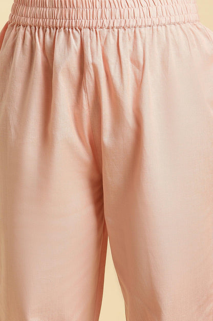 Pink Floral Motif Panelled Kurta And Pants Set - wforwoman