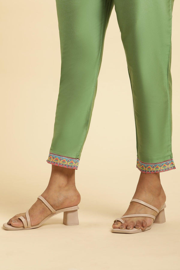Green Embroidered Kurta, Pants And Printed Dupatta Set