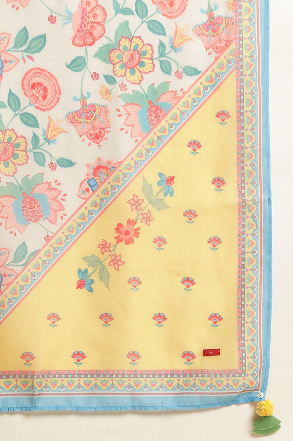 Green Embroidered Kurta, Pants And Printed Dupatta Set