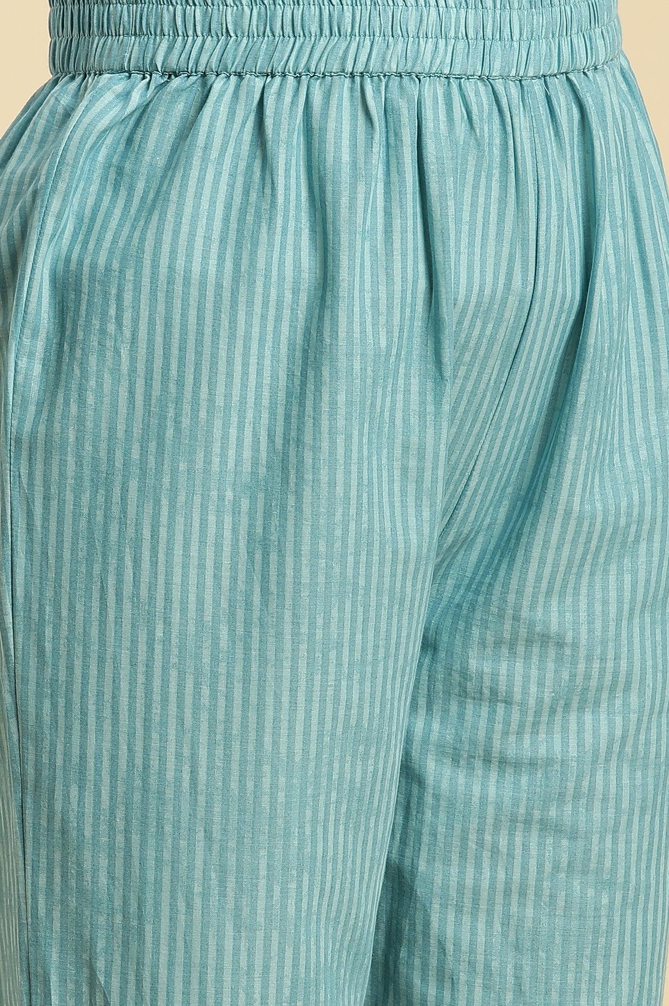 Blue Floral Printed Kurta, Pants And Dupatta Set - wforwoman