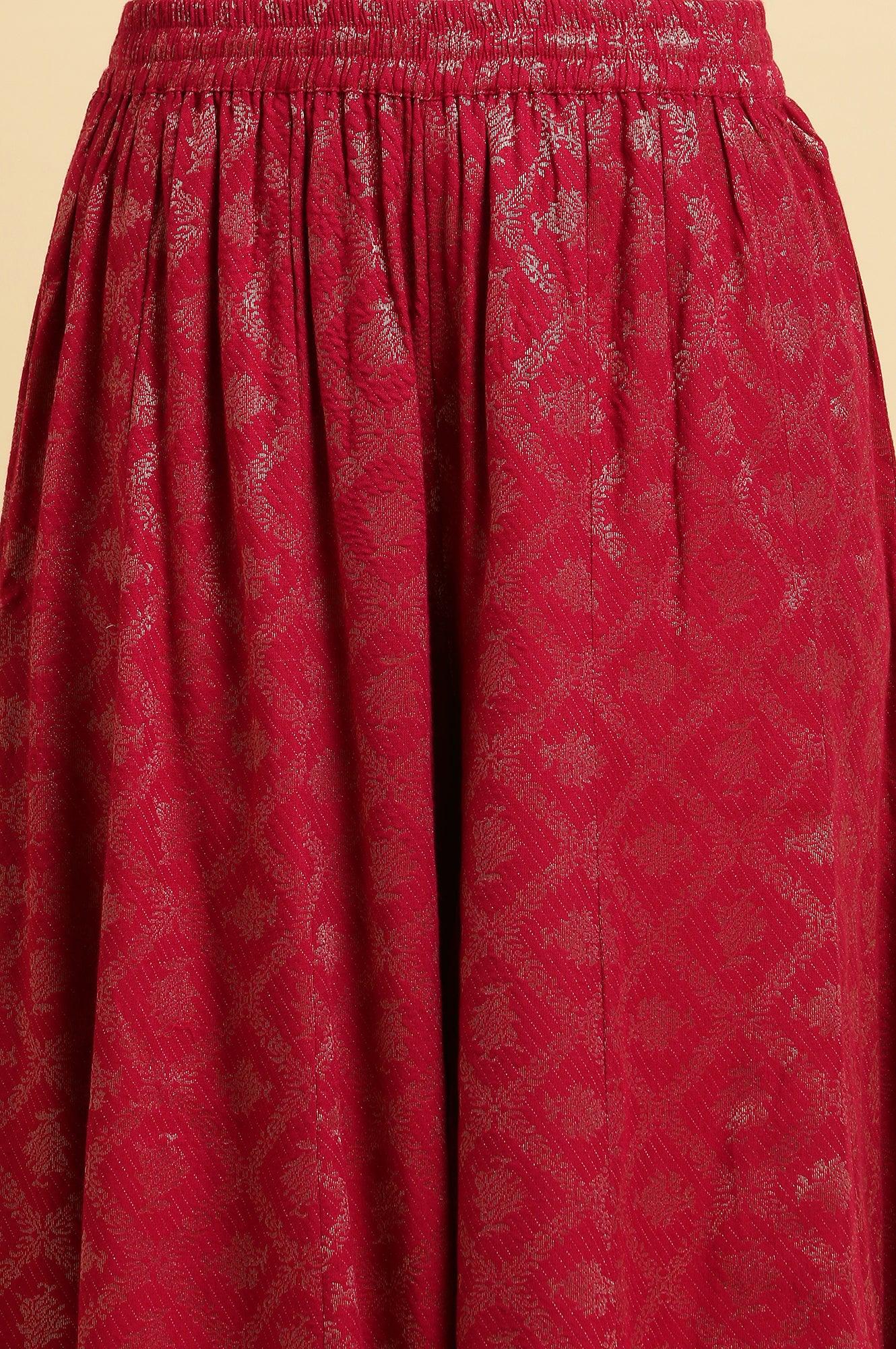 Pink Zari Embellished Short Kurta, Flared Pants And Dupatta Set - wforwoman