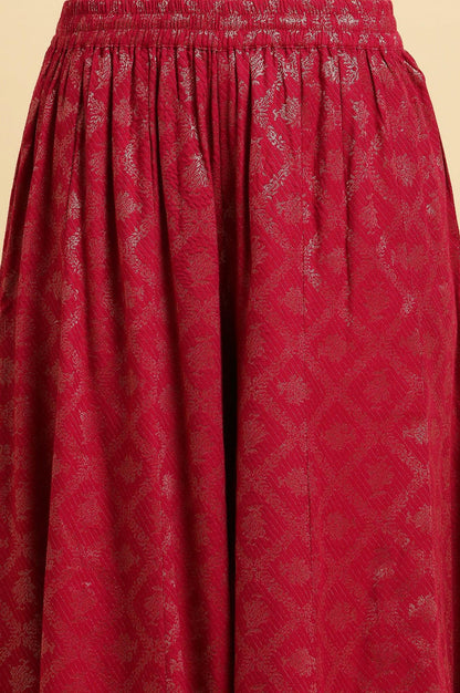 Pink Zari Embellished Short Kurta, Flared Pants And Dupatta Set - wforwoman