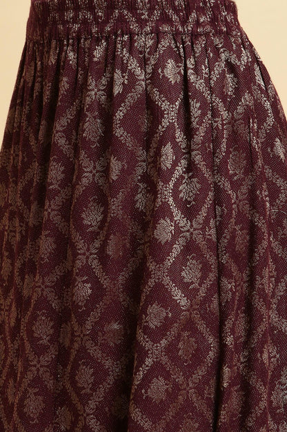 Purple Zari Embellished Short Kurta, Flared Pants And Dupatta Set - wforwoman