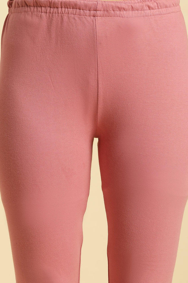 Pink Foil Printed Mock Layered Kurta And  Tights Set