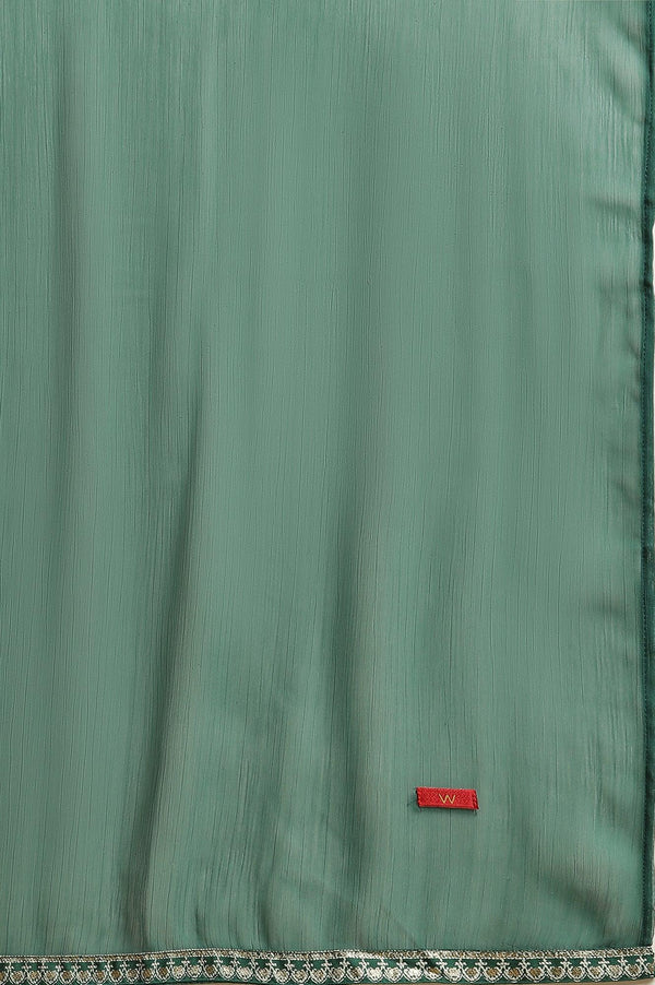 Dark Green Floral Printed Kurta, Pants & Dupatta Set