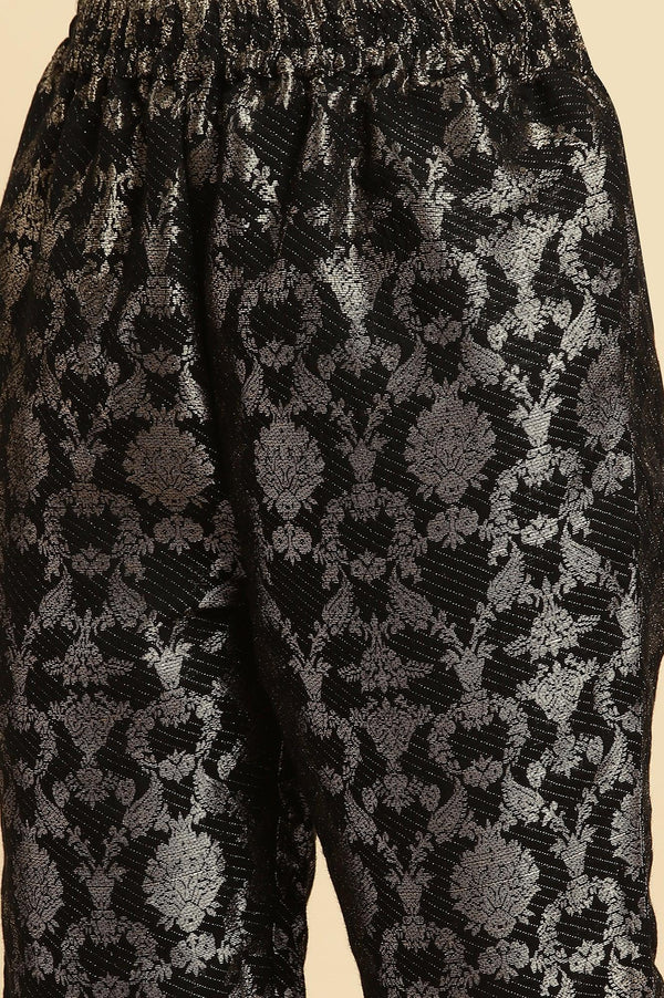 Black Rayon Jacquard Kurta And Pant Festive Set