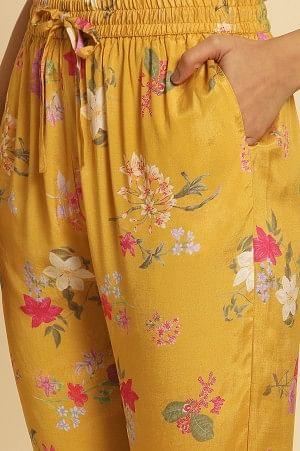 Yellow Printed Embroidered Kurta, Pants And Dupatta Set