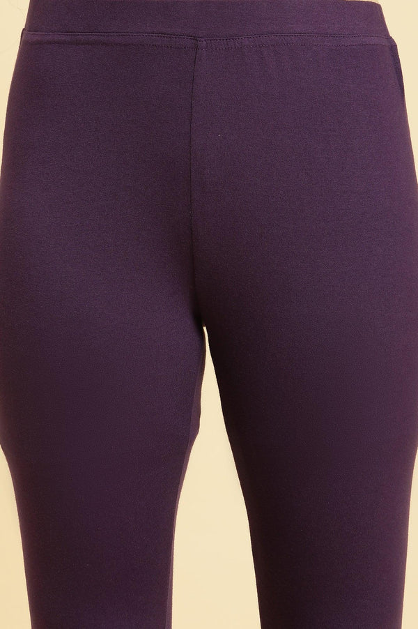 Purple Layered Suzani Printed Kurta, Tights and Dupatta Set