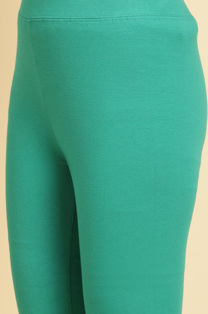 Teal Green Anarkali Printed Kurta, Tights And Dupatta Set - wforwoman