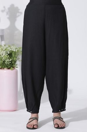 Black Flared Bandhani and Tei-Dyed Kurta, Side Pants and Kota Dupatta Set