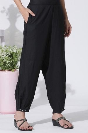 Black Flared Bandhani and Tei-Dyed Kurta, Side Pants and Kota Dupatta Set