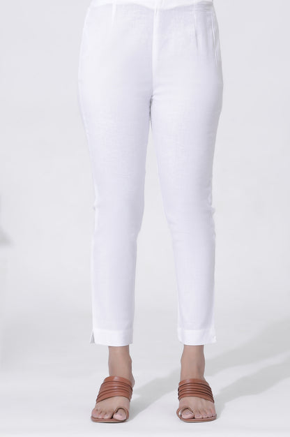 White And Blue Cotton Printed Flared Kurta And Pants Set