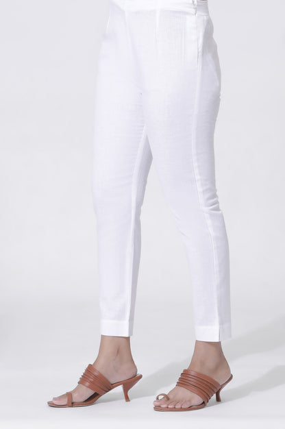 White And Blue Cotton Printed Flared Kurta And Pants Set