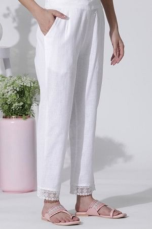 Pink &amp; White Abstract Printed Kurta And Straight Pants Set