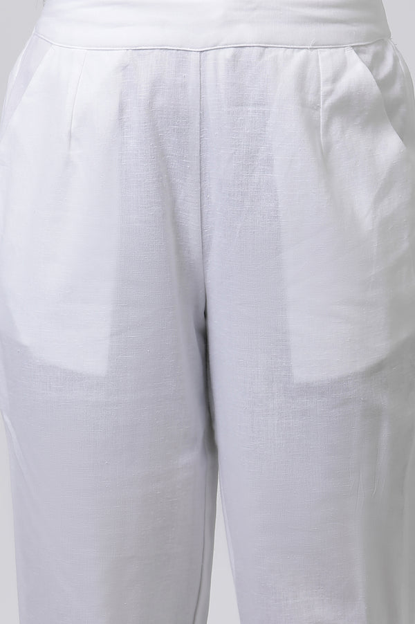 White & Pink Abstract Printed Kurta And Pants Set