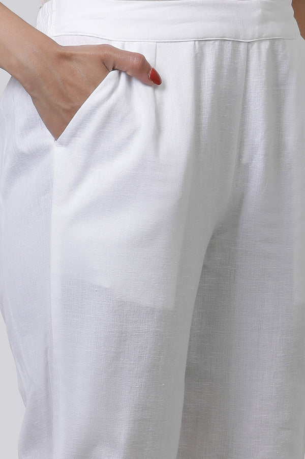 White & Pink Abstract Printed Kurta And Pants Set