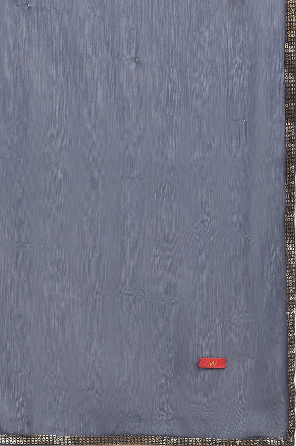 Red Sequined Printed Kurta, Pants And Dupatta Set