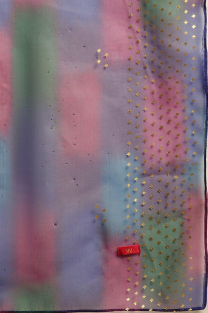 Magenta Pink Ombre A-Line Kurta, Pants And Dupatta Set - wforwoman