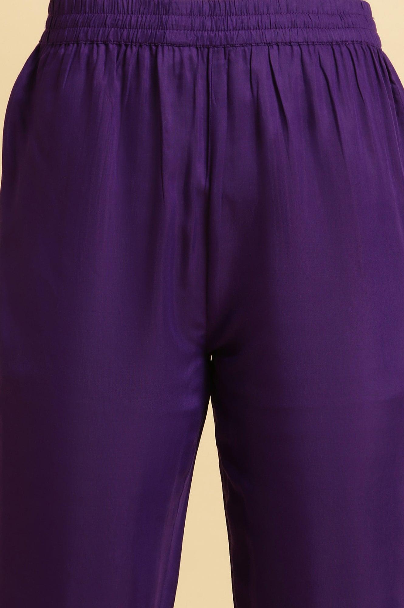 Magenta Pink Ombre A-Line Kurta, Pants And Dupatta Set - wforwoman