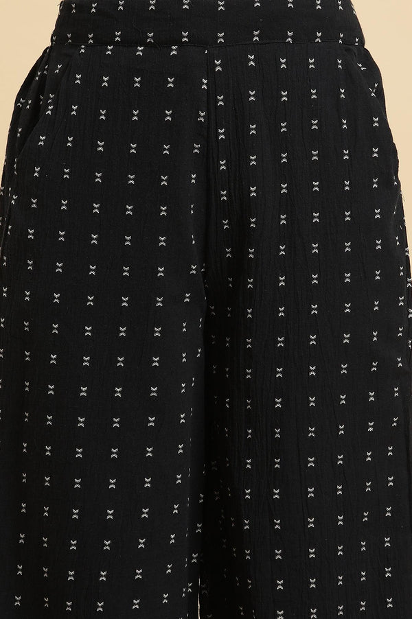 Navy Blue Sleeveless Cotton Dobby Kurta And Pant Co-Ord Set