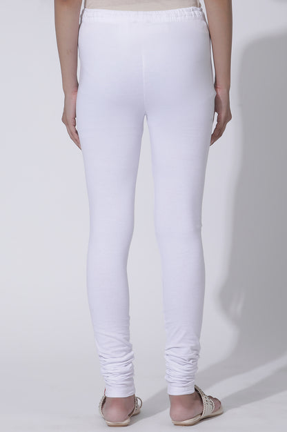 White Solid Skinny Fit Cotton Churidar