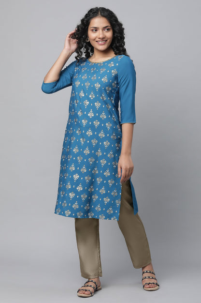 Olive Gold Solid Straight-fit Woven Pants with Side Pockets