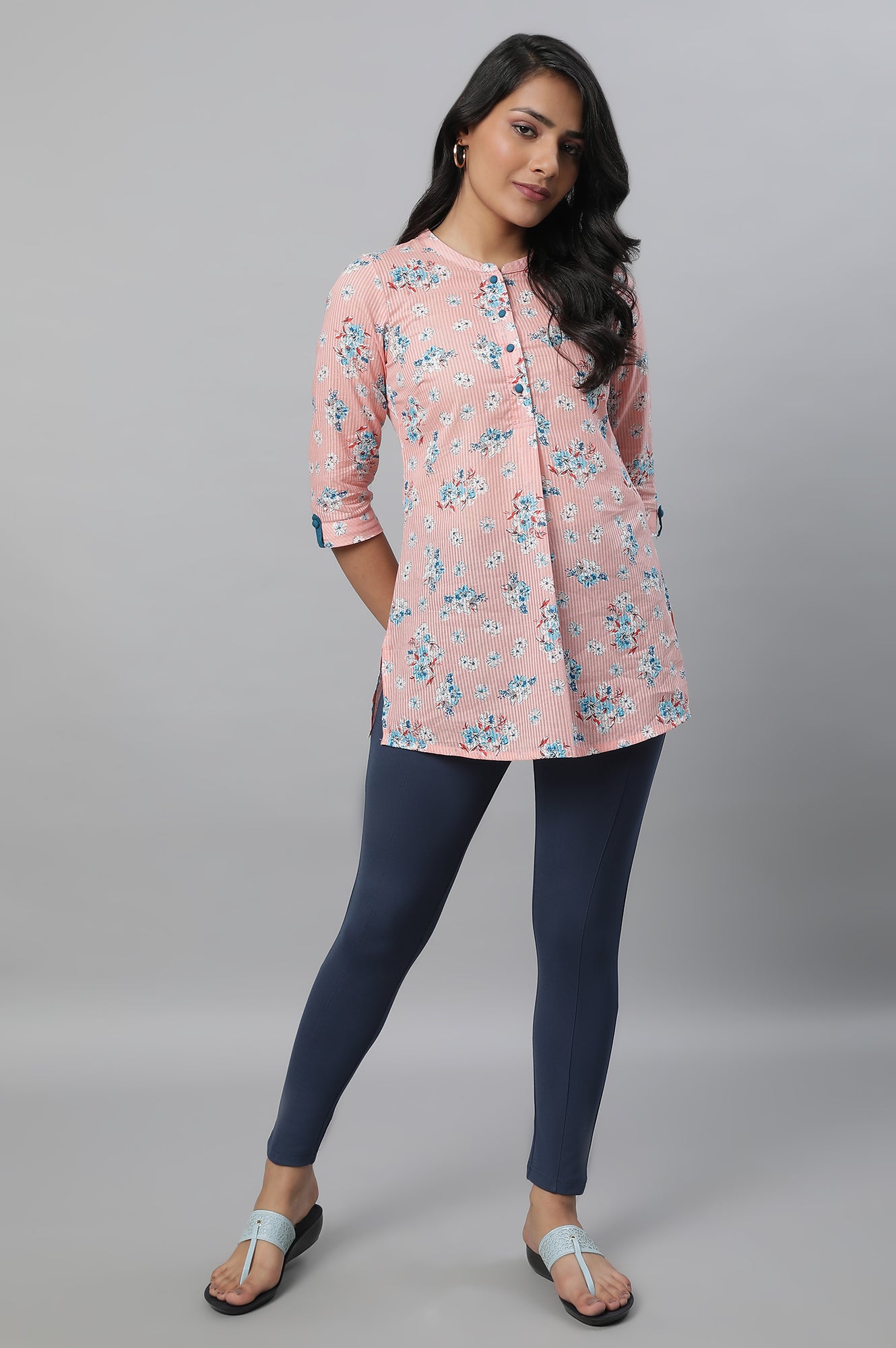 Blue Solid Skinny-fit Knit Tights with Elasticated Waistband