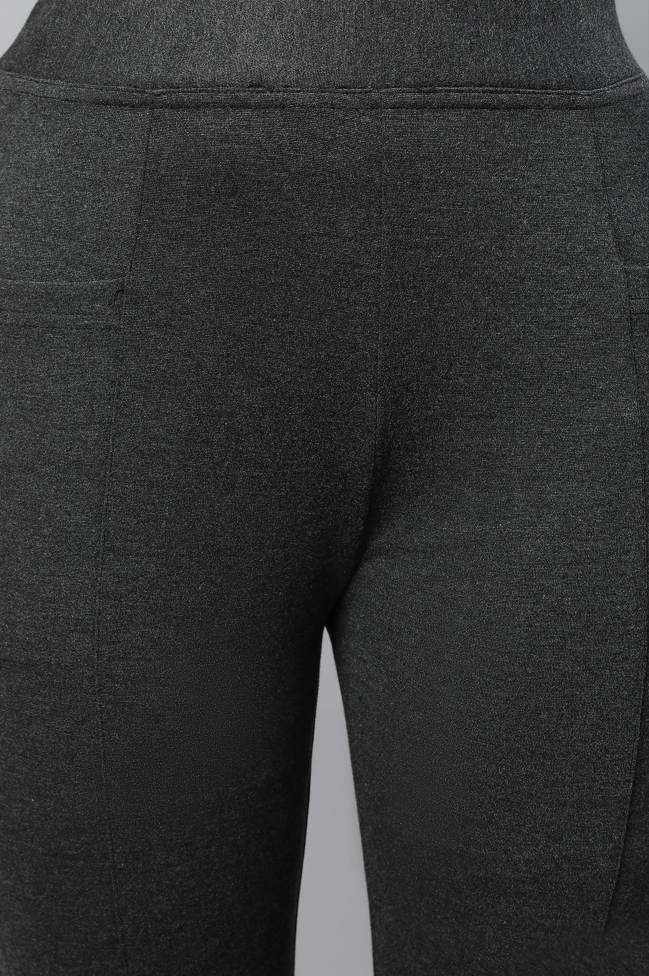 Grey Solid Skinny Fit Tights With Elasticated Waistband