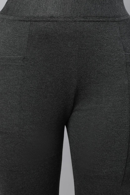 Grey Solid Skinny Fit Tights With Elasticated Waistband