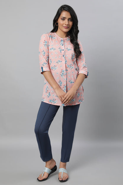 Blue Solid Straight-fit Knit Trousers with Pintuck Detail