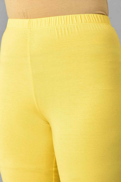 Yellow Solid Skinny Fit Cotton High Waisted Churidar