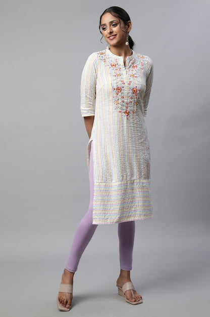 Lavender Solid Skinny-fit Cotton Tights with Extra Stretch