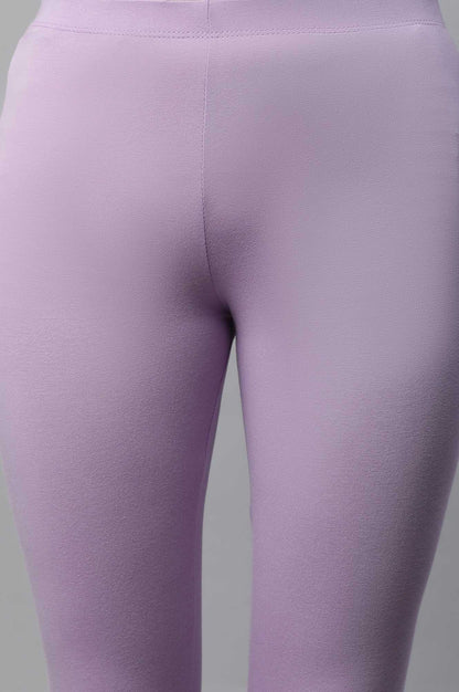 Lavender Solid Skinny-fit Cotton Tights with Extra Stretch