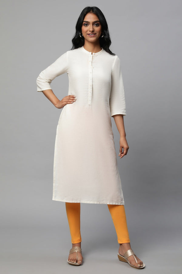 Orange Solid Skinny Fit Cotton Tights With Elasticated Waist