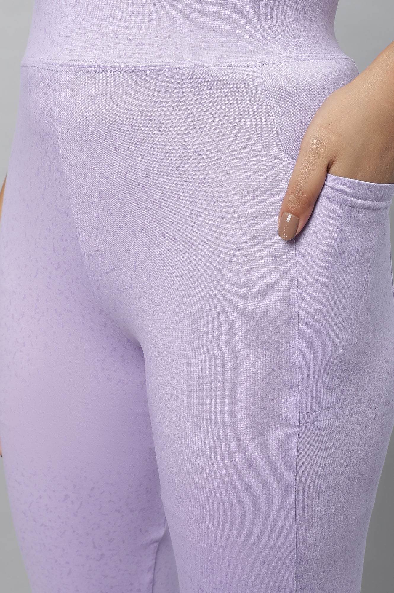 Purple Printed Skinny Fit Yoga Tights With Elasticated Waistband