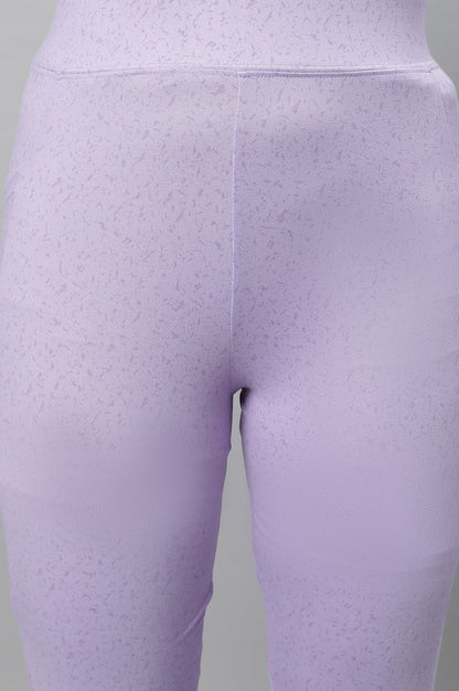 Purple Printed Skinny Fit Yoga Tights With Elasticated Waistband
