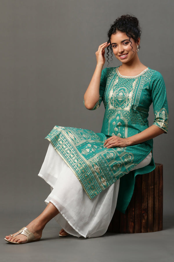 White Polka Dots Printed Flared Georgette Sharara With Elasticated Waist