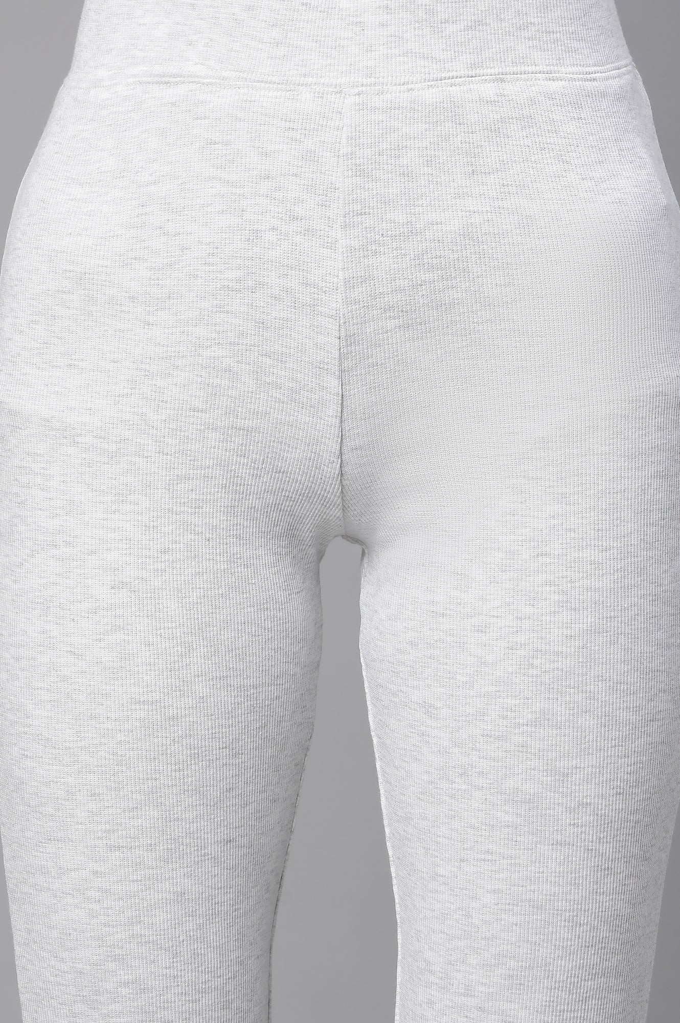 White Solid Flared Knit Pants with Elasticated Waist