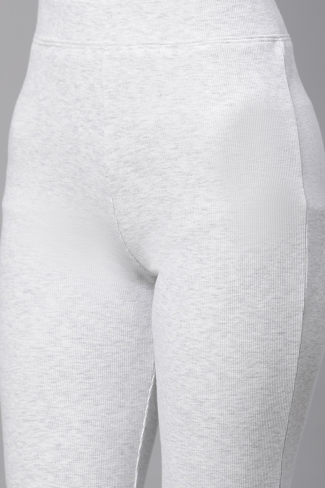 White Solid Flared Knit Pants with Elasticated Waist