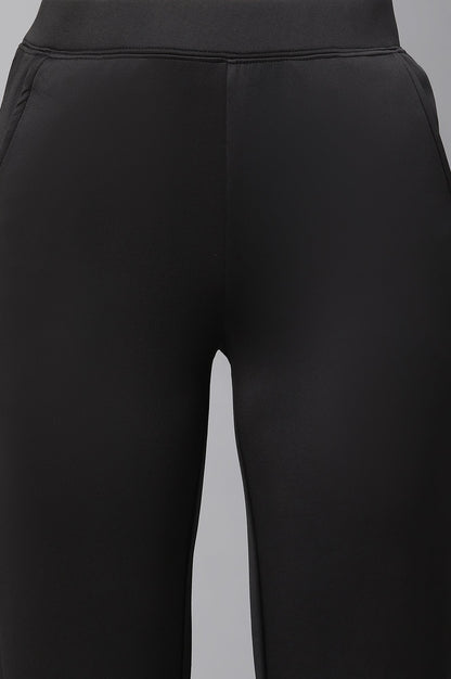 Black Solid Straight Fit Pants With Side Pockets